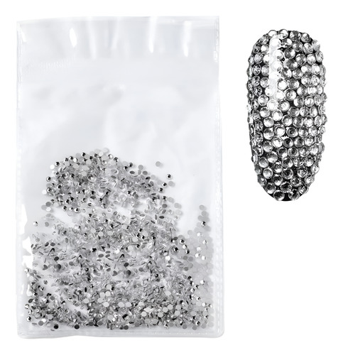 Cristales Brillos Strass Plata Uñas Deco Nails
