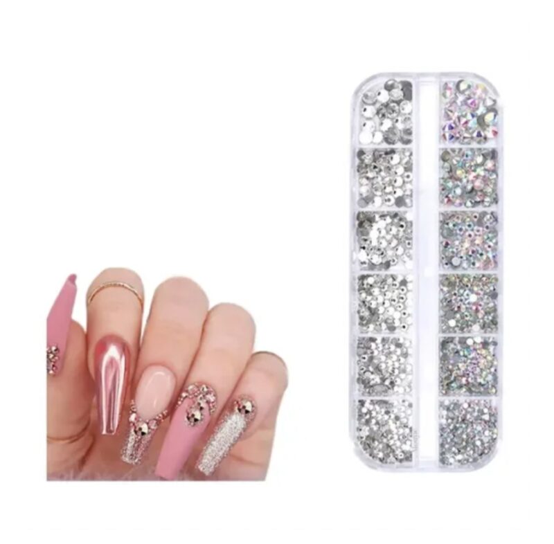 Cristales Brillos Strass Plata Uñas Deco Nails
