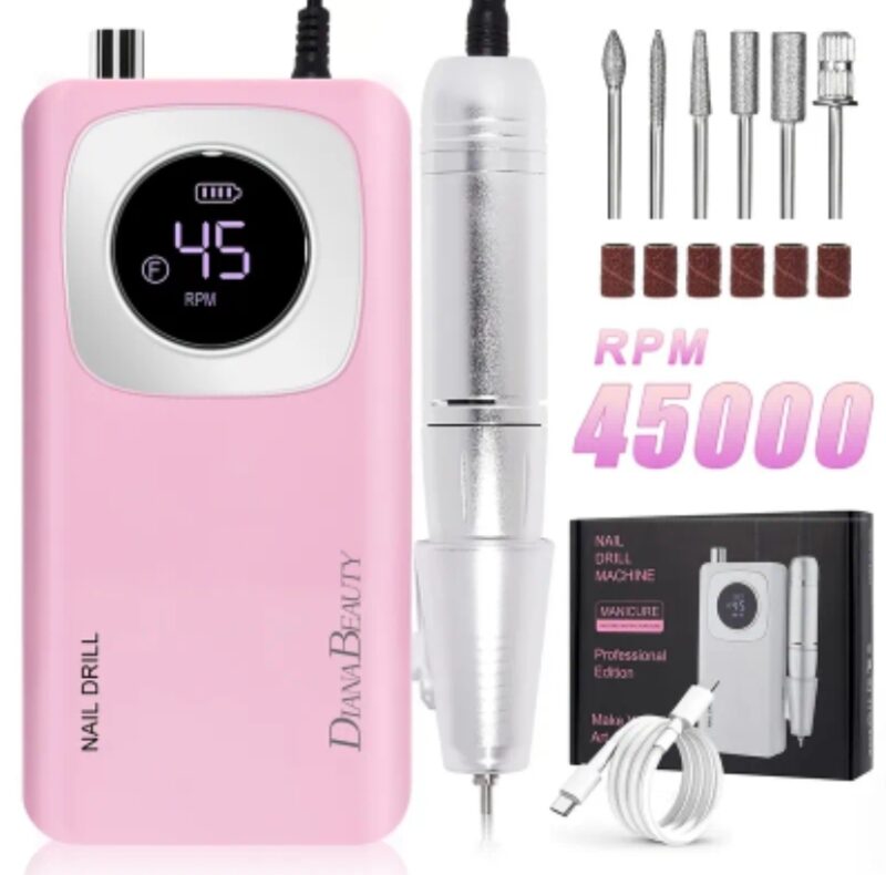 Torno Inalámbrico Rosa 45mil RPM Uñas Nails