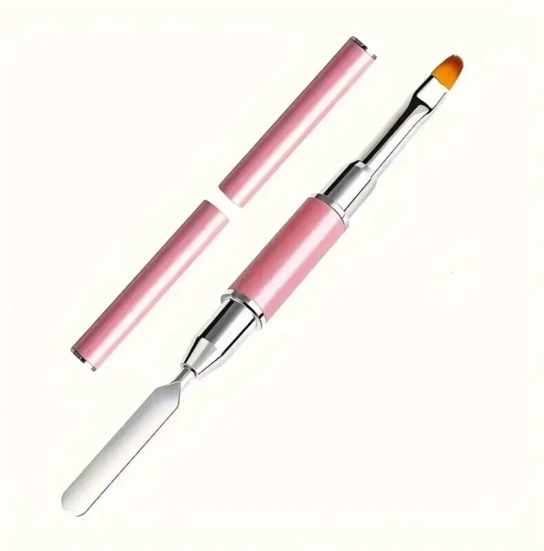 Pincel Polygel Doble Rosa con Espátula
