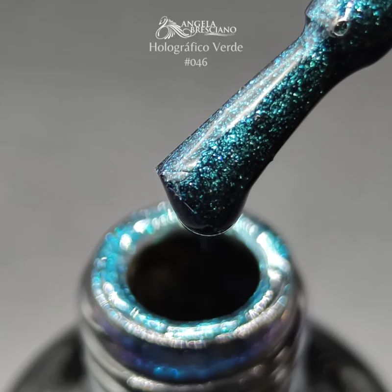 Esmalte Semi Angela Bresciano n. 046 Holografico Verde Brillos