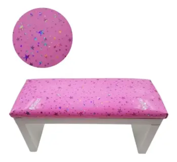 Apoyamanos Manicura Madera Rosa con Estrellas Tornasol