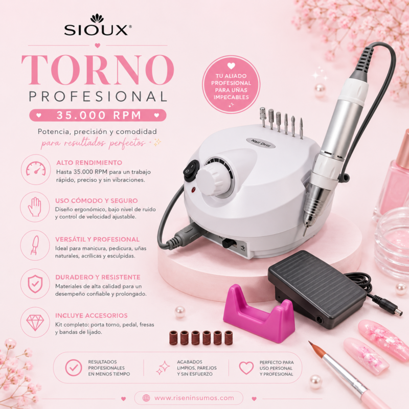 Torno Profesional Sioux Pedalera 35mil RPM Uñas