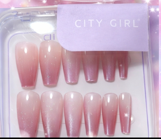 Uñas Press On pack x12 Nude Ojo de Gato Citi Girl