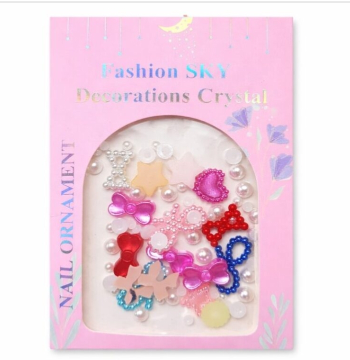 Pack Deco 3d Perlas Color Moñitas Uñas moñas