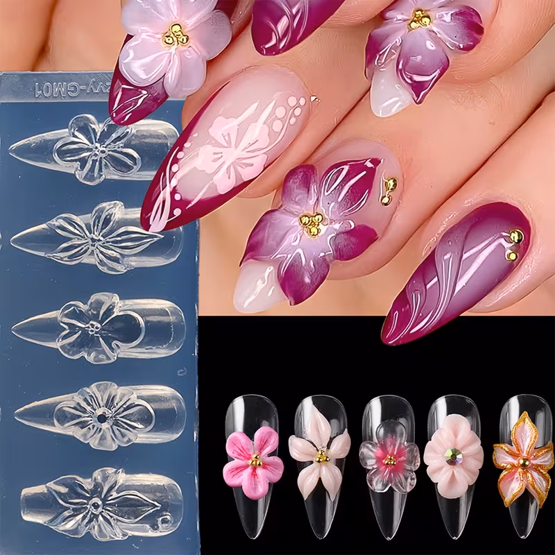 Molde de Silicona Flores 3d Uñas Nails Deco