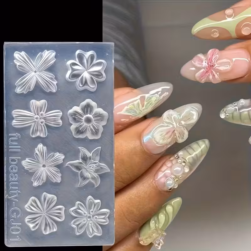 Molde de Silicona Flores 3d Uñas Nails Deco Grande