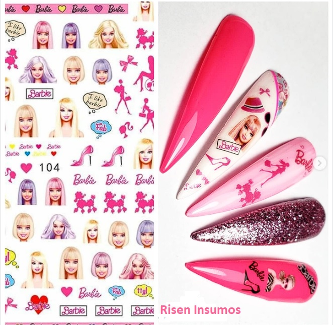 Stickers Barbie 3d Uñas Nails Deco