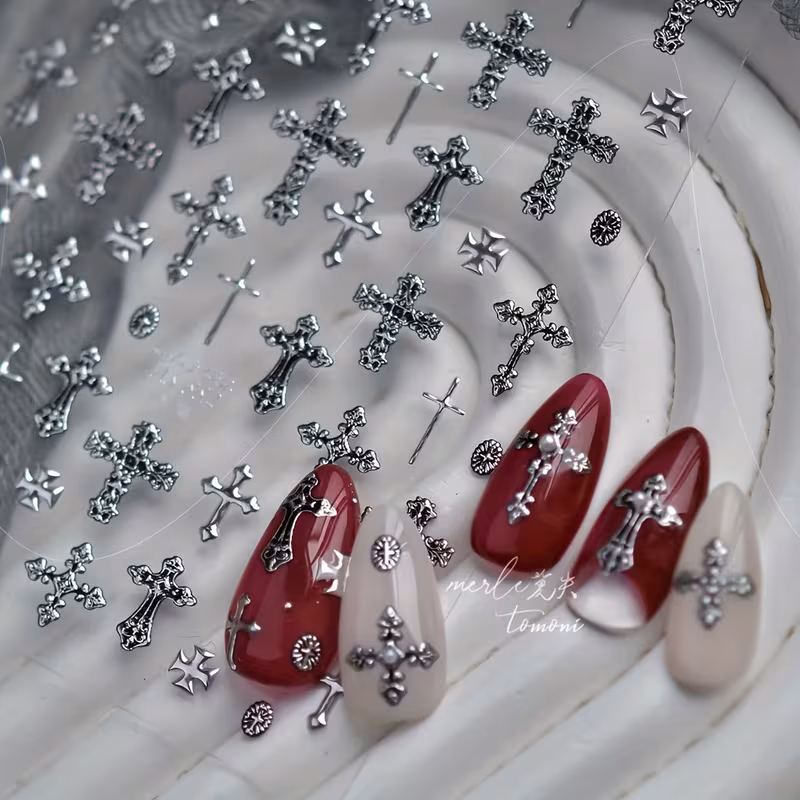 Stickers Deco Uñas Apliques Cruz Cruces Goticas