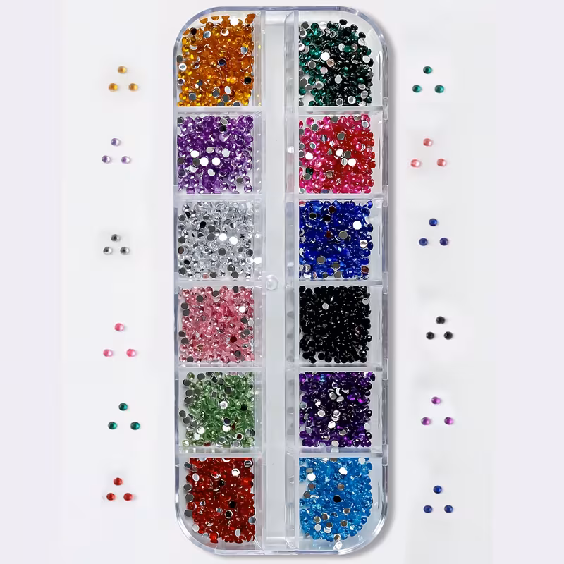 Charms Deco Uñas Brillos Colores en Caja