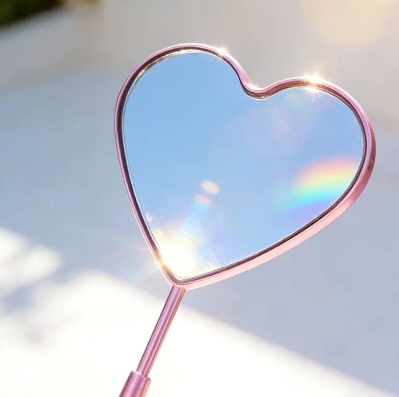 Espejo Doble Rosa para Pestañas Corazon Pelo a Pelo o punto