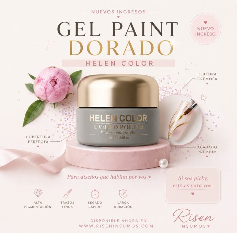 Gel Paint Helen Color Dorado Uñas Semi Deco