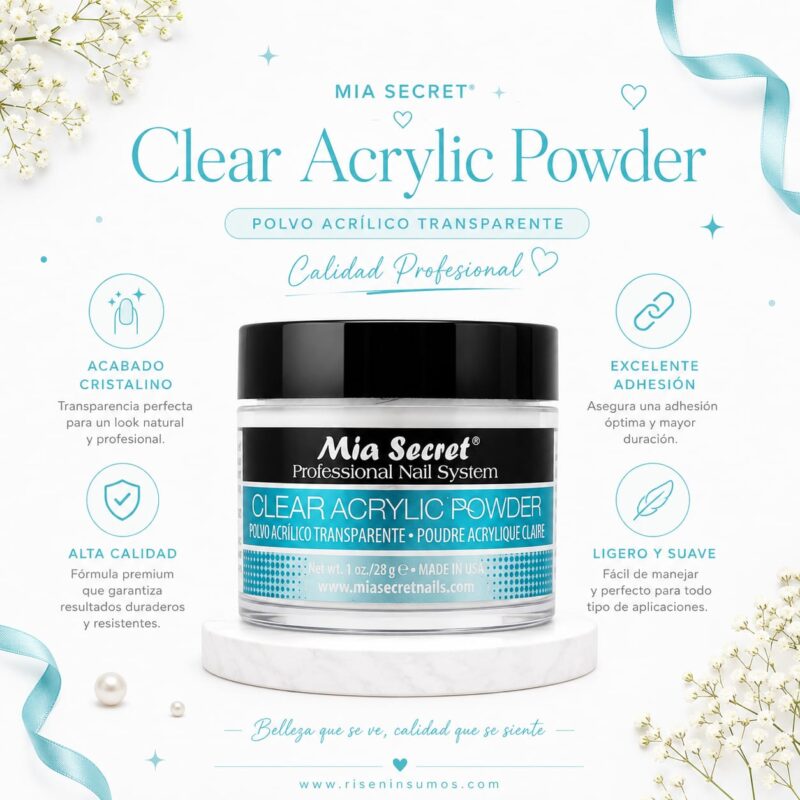 Polvo Acrílico Clear Transparente MIA Secret 30grs