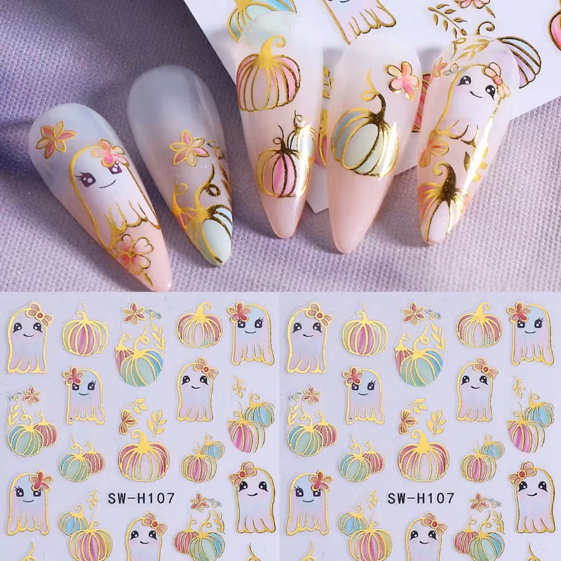 Stickers Halloween Calabaza Cute Uñas Nails Deco