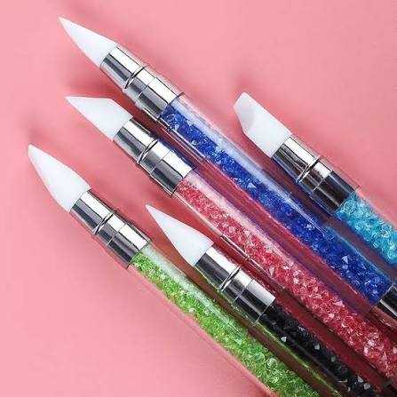 Kit Pinceles Silicona Doble Punta Nail Art Uñas Deco